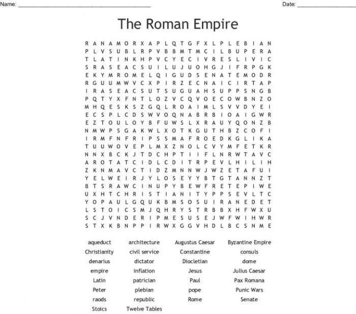 Ancient rome word search answer key