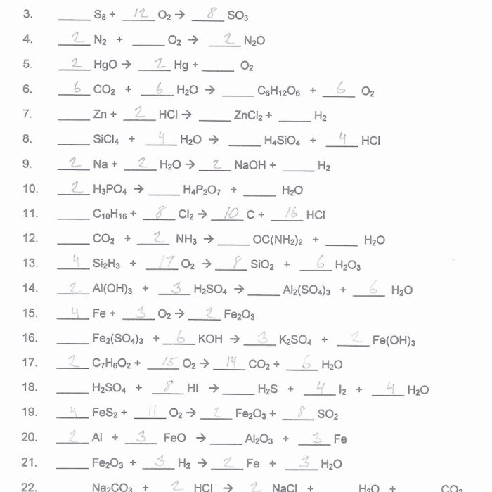 Balancing chemical equations chapter 7 worksheet 1