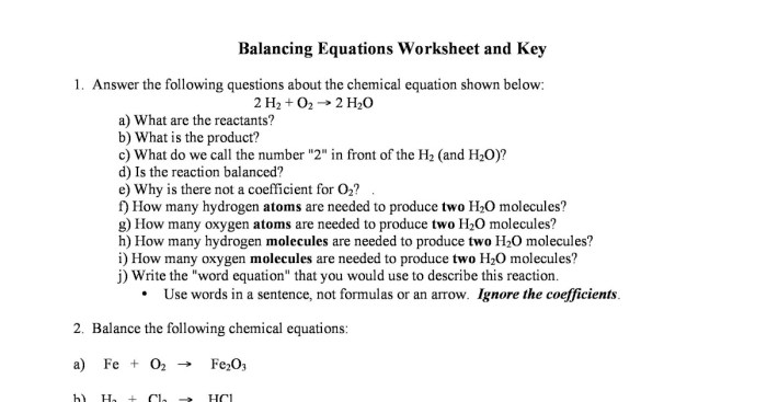 Balancing chemical equations chapter 7 worksheet 1